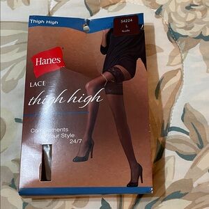Hanes Lace Thigh Highs - Nude